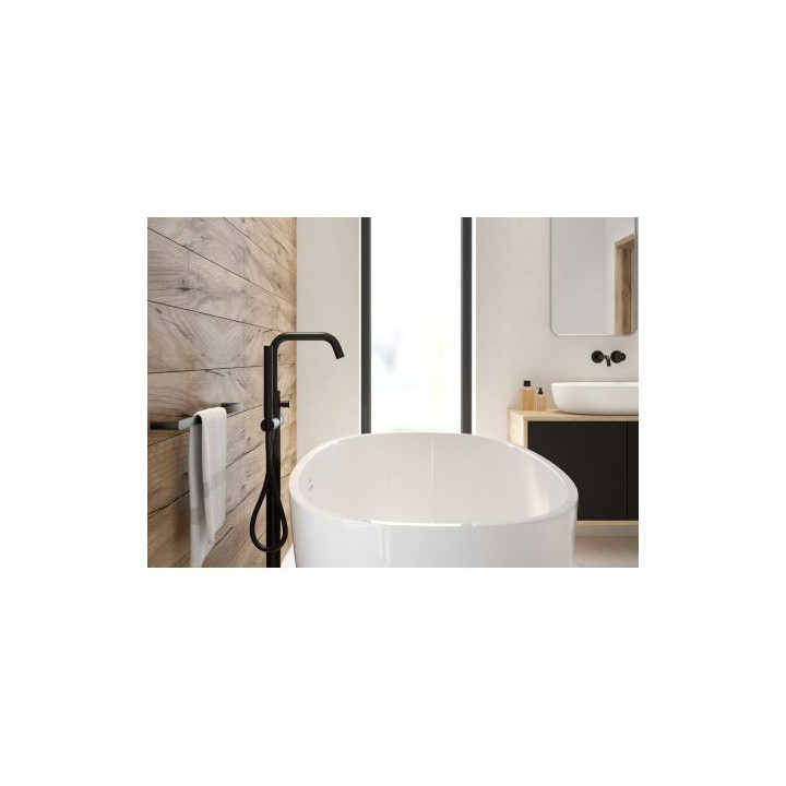 Oltens Hamnes bateria wannowo-prysznicowa wolnostojąca - czarny mat 