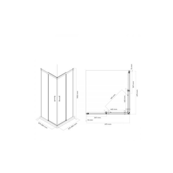 Oltens Breda kabina prysznicowa kwadratowa  90x90 cm przesuwna - chrom