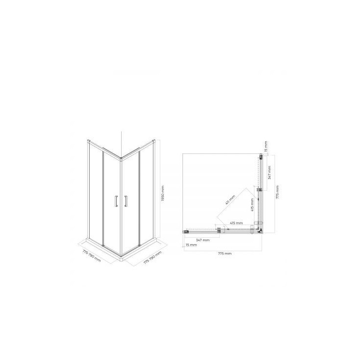 Oltens Breda kabina prysznicowa kwadratowa  80x80 cm przesuwna - czarny mat