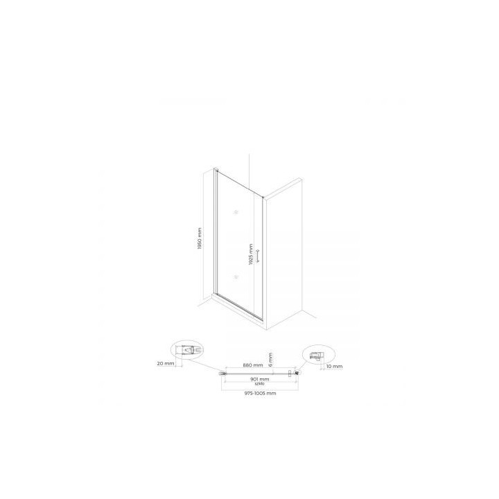 Oltens Rinnan drzwi prysznicowe 100 cm wnękowe szkło przezroczyste - czarny mat