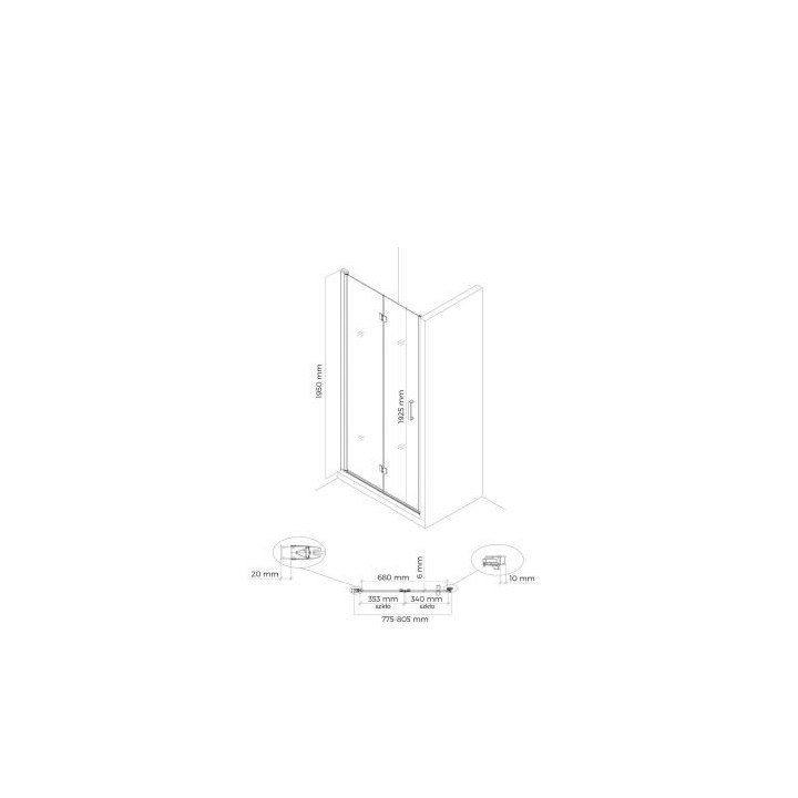 Oltens Hallan kabina prysznicowa 80x100 cm prostokątna czarny mat/szkło przezroczyste drzwi ze ścianką