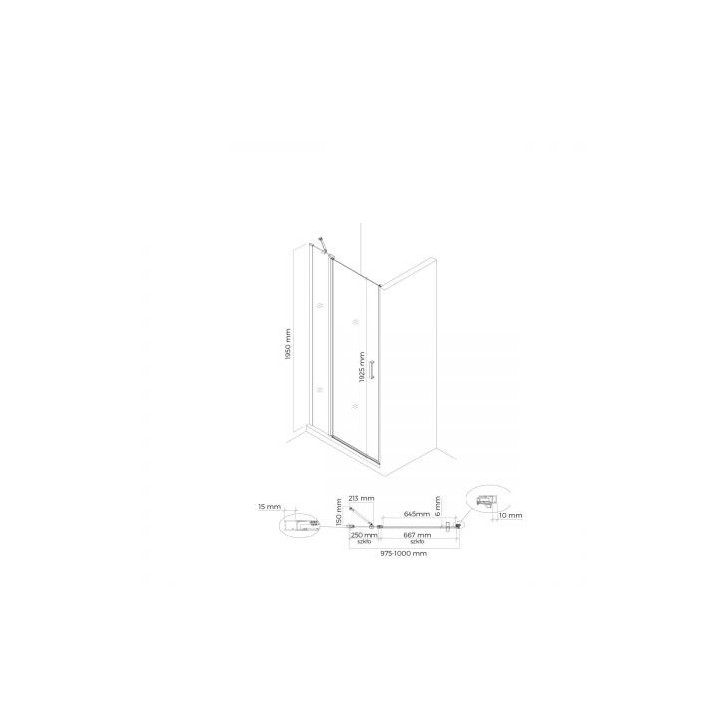 Oltens Verdal kabina prysznicowa 100x90 cm protokątna czarny mat/szkło przezroczyste drzwi ze ścianką 
