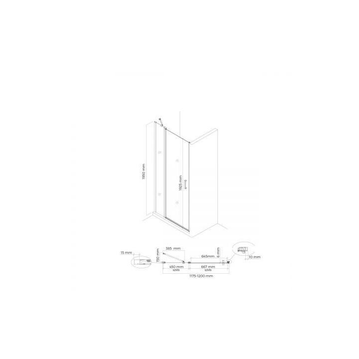 Oltens Verdal kabina prysznicowa 120x90 cm prostokątna czarny mat/szkło przezroczyste drzwi ze ścianką 