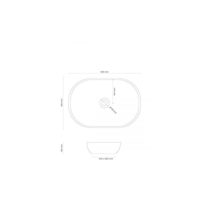Oltens Hamnes Thin umywalka nablatowa owalna 49,5 x 35,5 cm - czarny mat