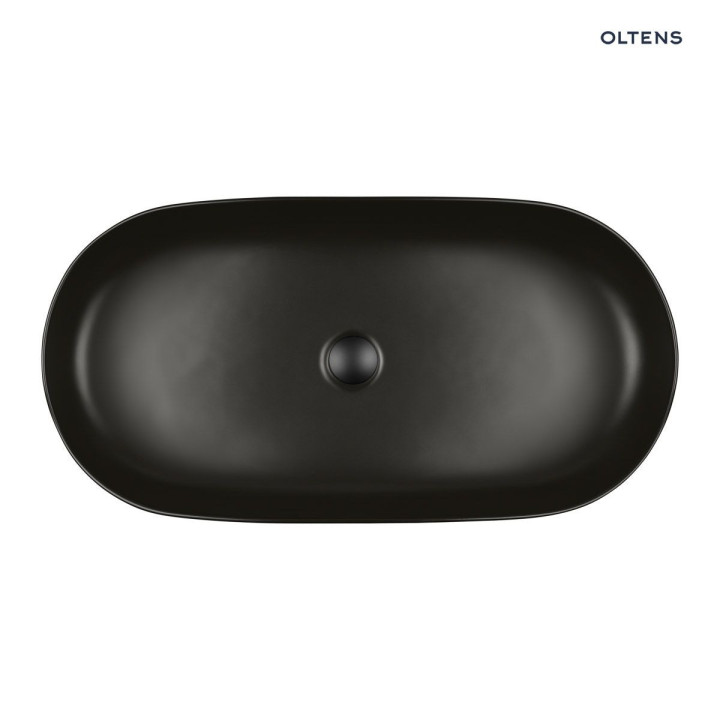 Oltens Hamnes Thin umywalka nablatowa owalna 80 x 40  cm - czarny mat