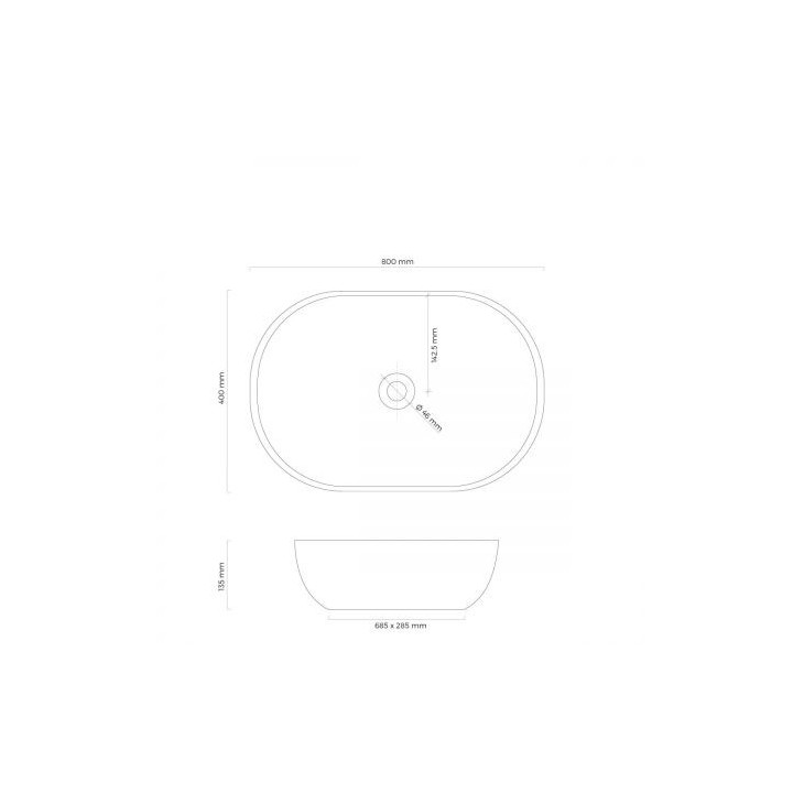 Oltens Hamnes Thin umywalka nablatowa owalna 80 x 40  cm - czarny mat