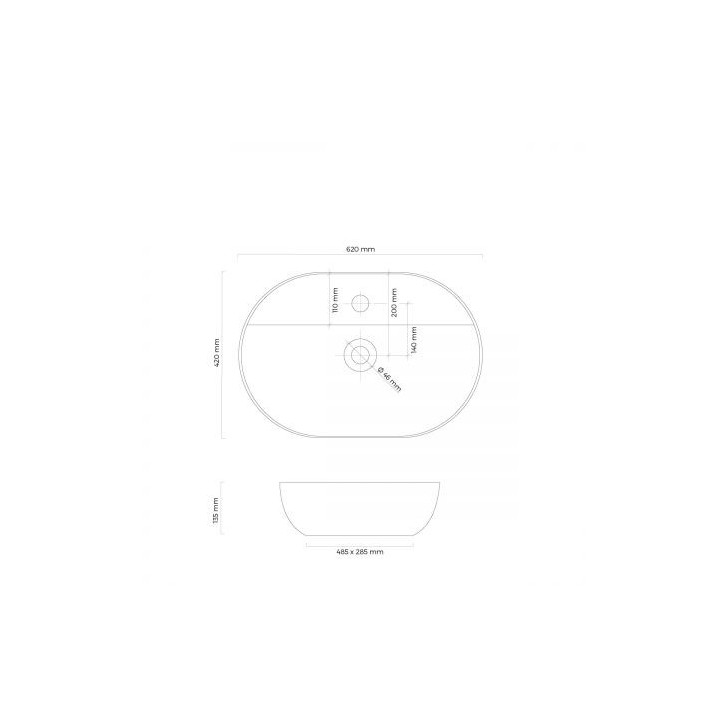 Oltens Hamnes Thin umywalka nablatowa z otworem na baterię owalna 62 x 42 cm - czarny mat