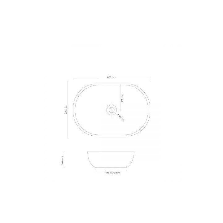 Oltens Hamnes Thin umywalka nablatowa owalna 60,5 x 41,5 cm czarny mat  z powłoką Oltens SmartClean