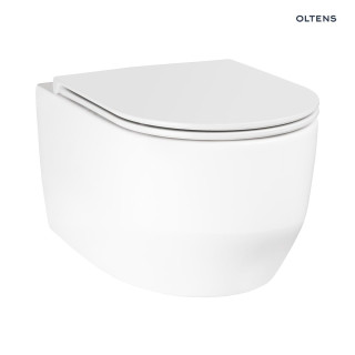 Oltens Holsted miska WC wisząca PureRim z deską wolnoopadająca - biała
