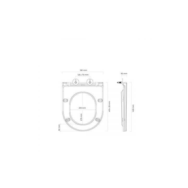 Oltens Hamnes Kort deska sedesowa twarda wolnoopadająca - biała 