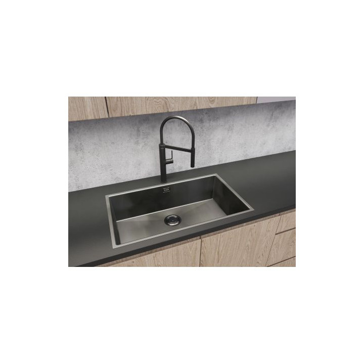 Oltens Stalvask zlew stalowy 1 komorowy 76x44 cm stal szlachetna - czarny