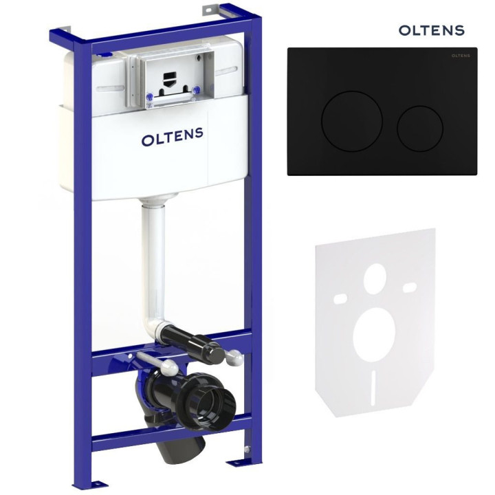 Zestaw Oltens Triberg Lule 5w1 stelaż podtynkowy z przyciskiem spłukującym - czarny mat