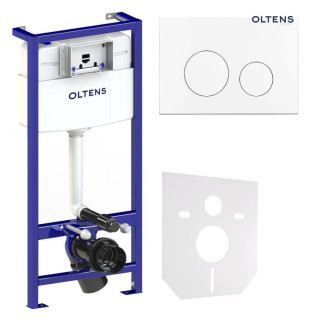 Zestaw Oltens Triberg Lule 5w1 stelaż podtynkowy z przyciskiem spłukującym białym
