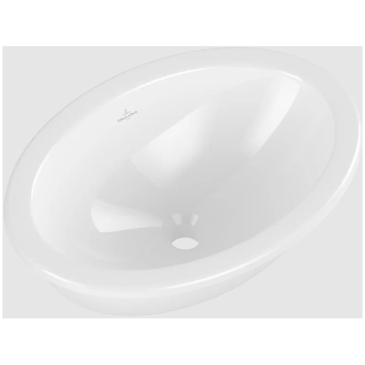 Loop & Friends Umywalka wpuszczana w blat, 570 x 410 x 215 mm, Weiss Alpin CeramicPlus, z przelewem, Nieszlifowany