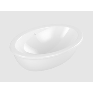 Loop & Friends Umywalka wpuszczana w blat, 660 x 470 x 220 mm, Weiss Alpin, z przelewem, Nieszlifowany