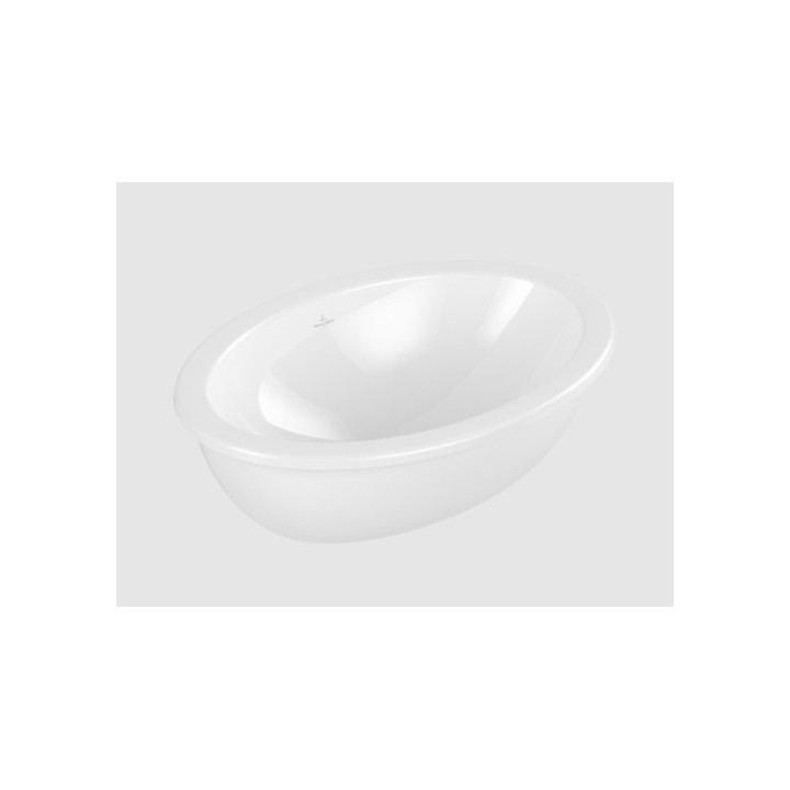 Loop & Friends Umywalka wpuszczana w blat, 660 x 470 x 220 mm, Weiss Alpin, z przelewem, Nieszlifowany