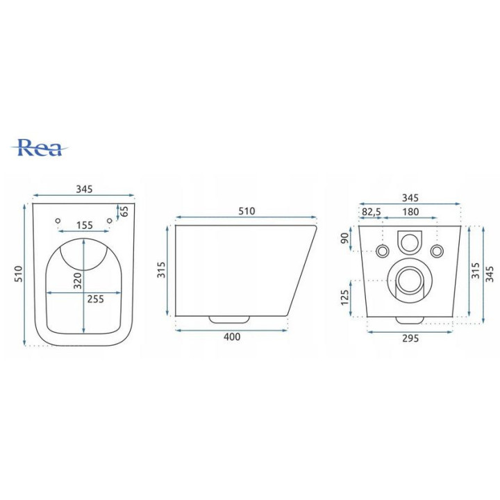 Miska wisząca WC Rea Carlo Mini Rimless Duroplast/Flat, 49x37cm, bez kołnierza, deska wolnoopadająca, czarny