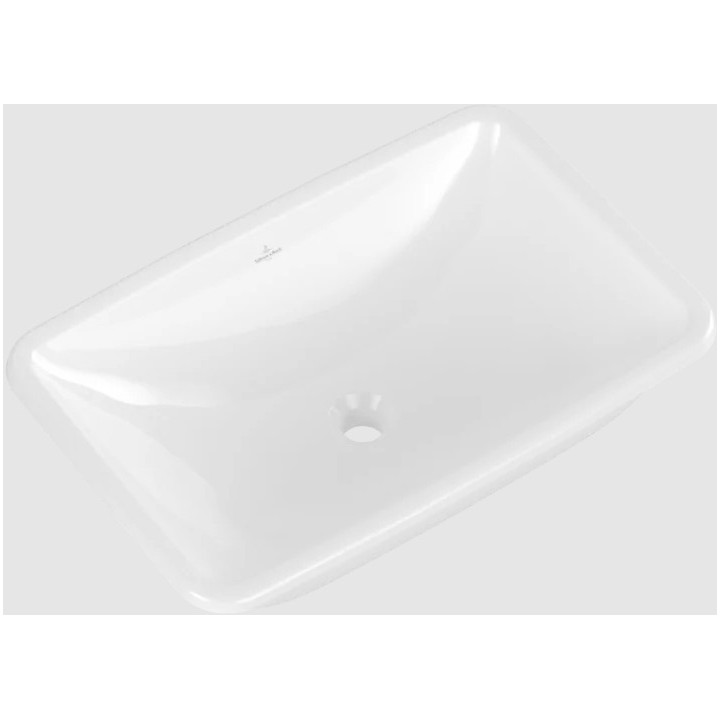 Loop & Friends Umywalka wpuszczana w blat, 675 x 450 x 185 mm, Weiss Alpin, z przelewem, Nieszlifowany