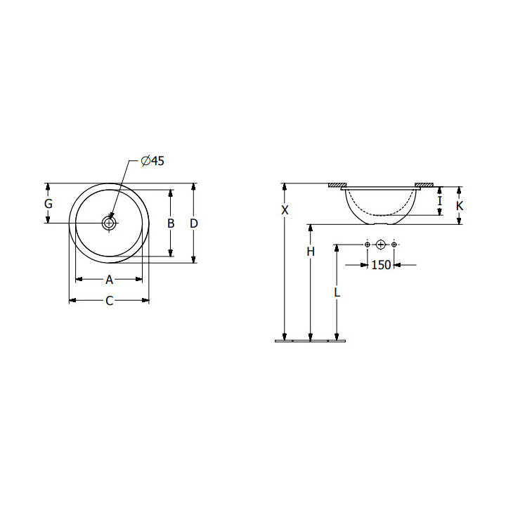 Loop & Friends Umywalka podblatowa, 380 x 380 x 210 mm, Weiss Alpin CeramicPlus, z przelewem