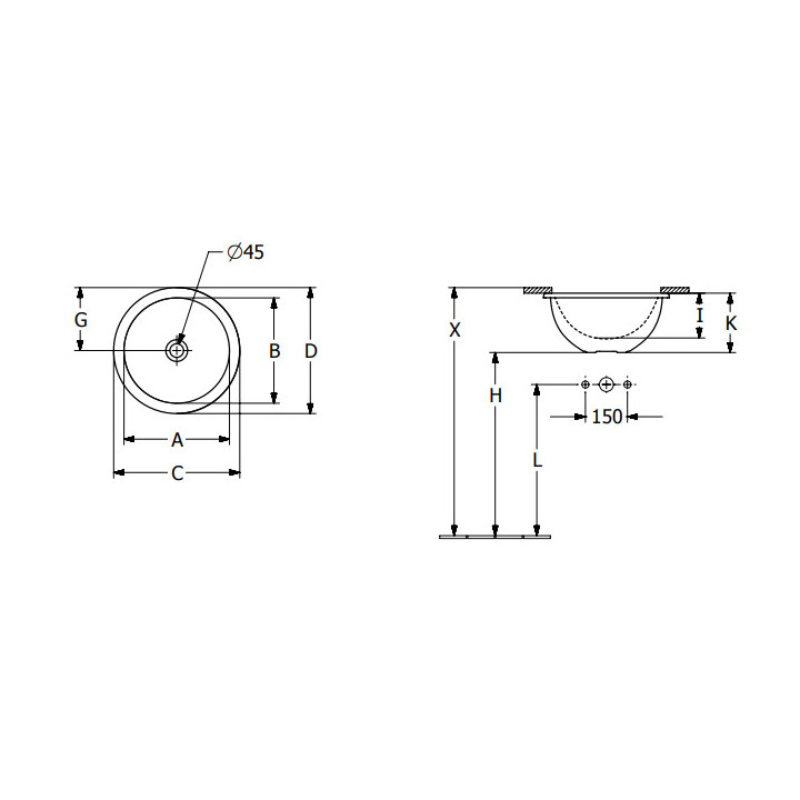 Loop & Friends Umywalka podblatowa, 380 x 380 x 210 mm, Weiss Alpin CeramicPlus, bez przelewu