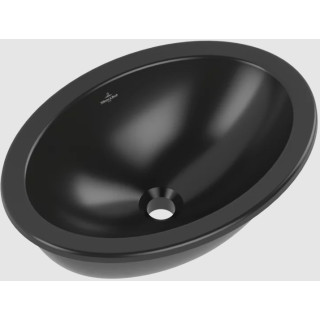 Loop & Friends Umywalka podblatowa, 485 x 325 x 215 mm, Ebony CeramicPlus, z przelewem