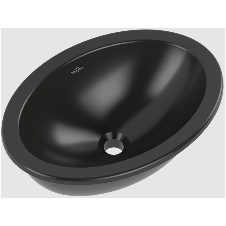 Loop & Friends Umywalka podblatowa, 485 x 325 x 215 mm, Ebony CeramicPlus, z przelewem