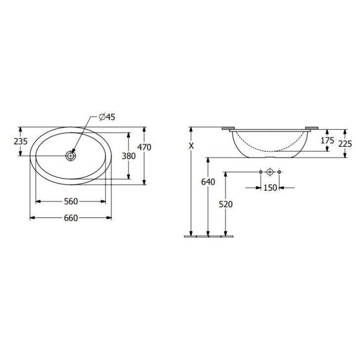 Loop & Friends Umywalka podblatowa, 560 x 380 x 220 mm, Stone White CeramicPlus, bez przelewu