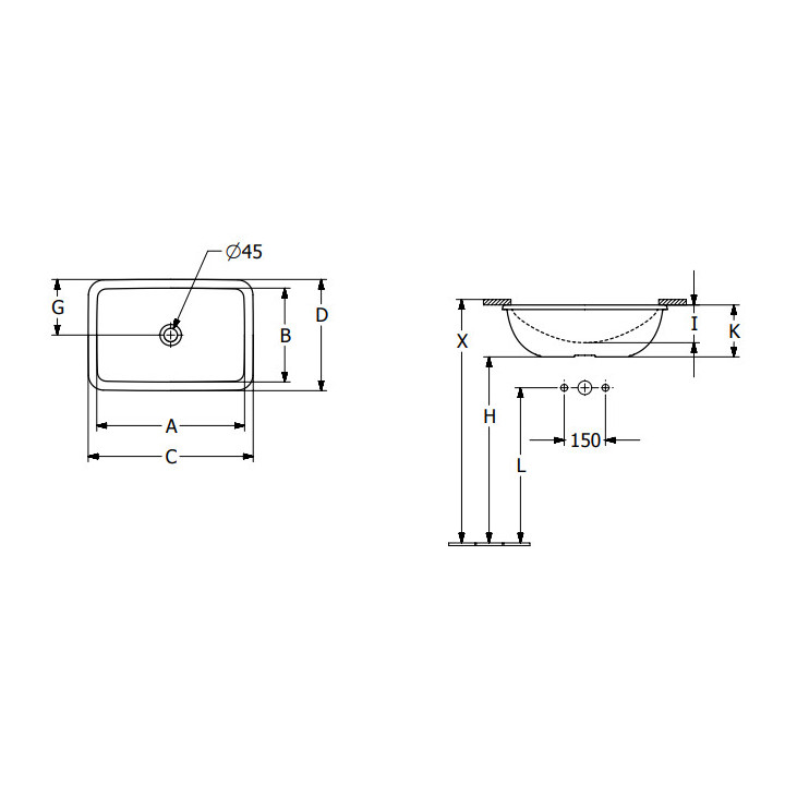 Loop & Friends Umywalka podblatowa, 540 x 340 x 185 mm, Weiss Alpin CeramicPlus, z przelewem