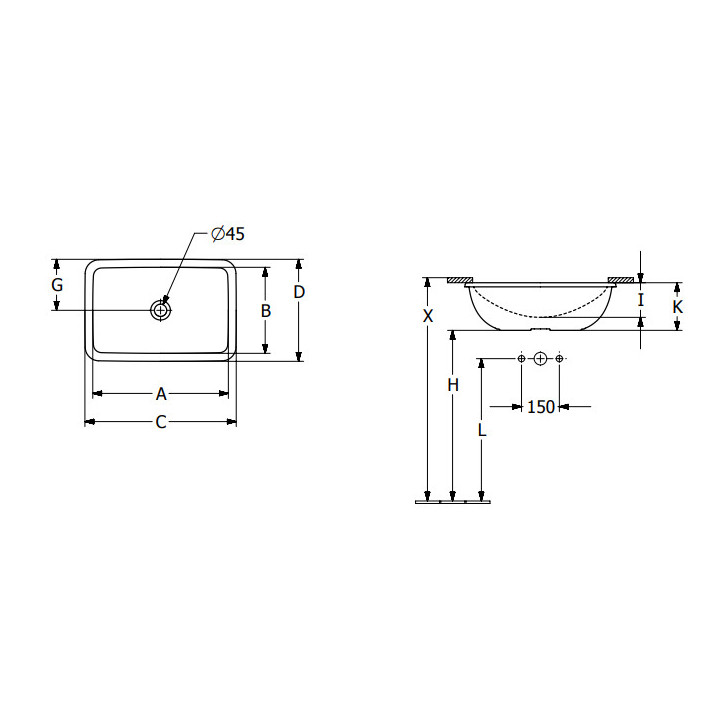 Loop & Friends Umywalka podblatowa, 540 x 340 x 185 mm, Weiss Alpin, bez przelewu