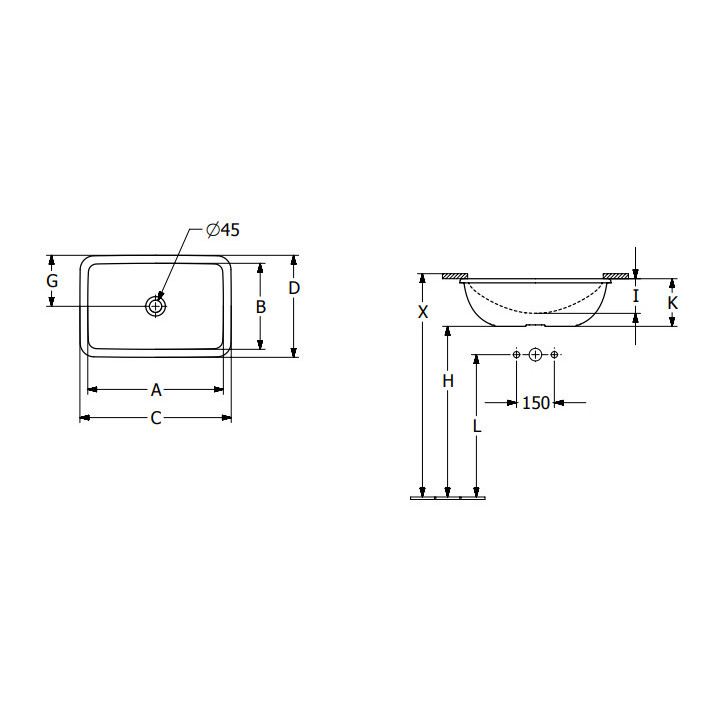 Loop & Friends Umywalka podblatowa, 615 x 380 x 185 mm, Weiss Alpin CeramicPlus, z przelewem