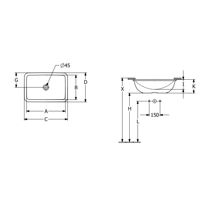 Loop & Friends Umywalka podblatowa, 615 x 380 x 185 mm, Stone White CeramicPlus, z przelewem