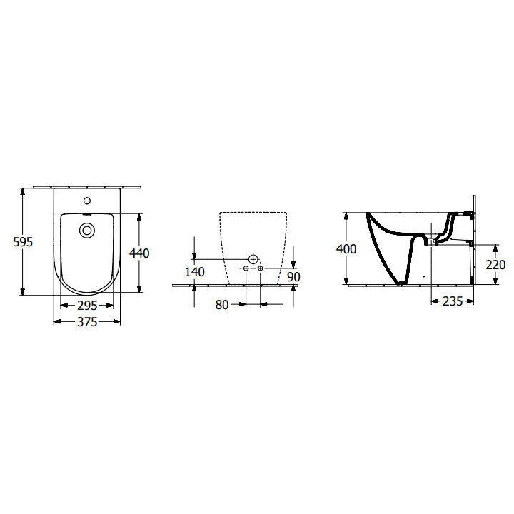 Subway 3.0 Bidet, stojący, 370 x 600 mm, Weiss Alpin