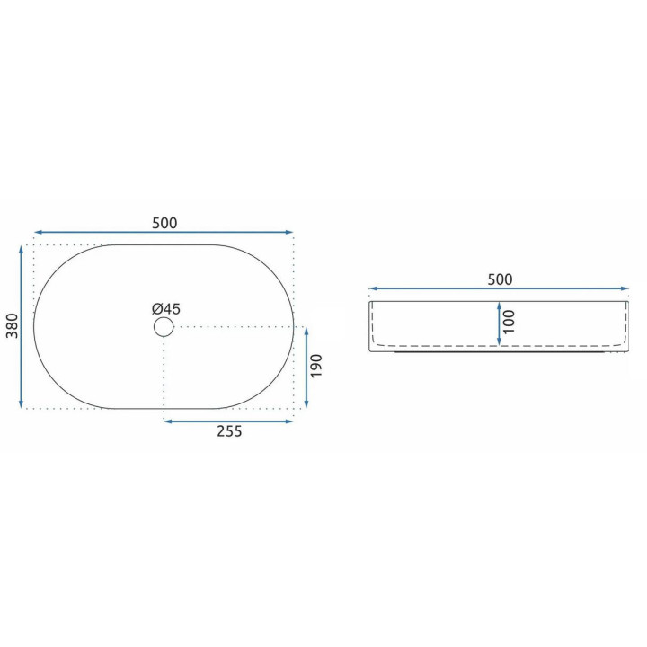 Umywalka REA Belinda Slim, nablatowa, 46,5x33x13,5 cm