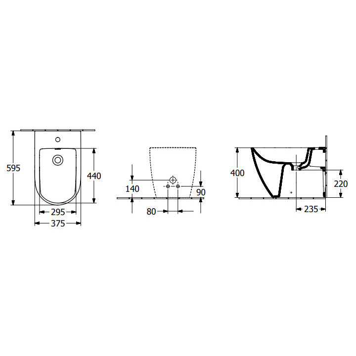 Bidet Villeroy & Boch/Subway 3.0, stojący, 370 x 600 mm, Stone White CeramicPlus