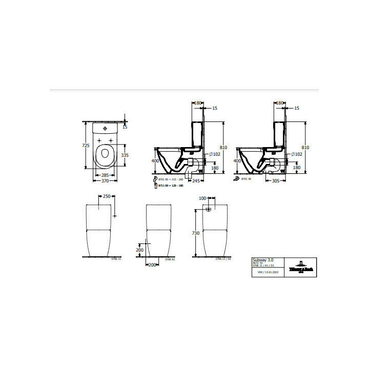 Miska WC lejowa Villeroy & Boch/Subway 3.0 - do WC kompaktu bez kołnierza wewnętrznego, stojący, wraz z TwistFlush, Weiss Alpin 