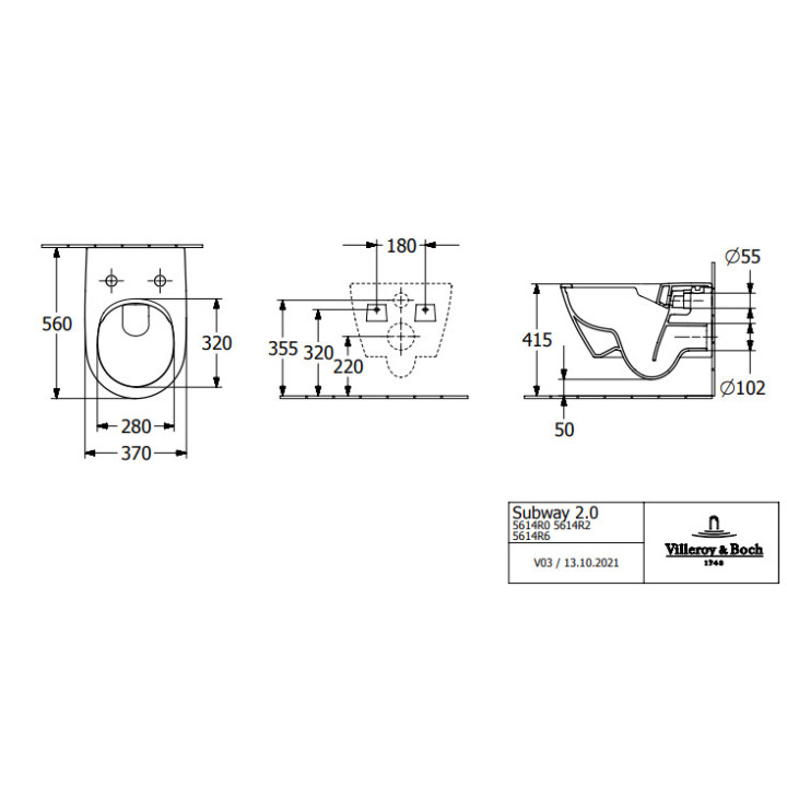 Miska WC lejowa Villeroy & Boch/Subway 2.0 - bez kołnierza wewnętrznego, podwieszany, Almond CeramicPlus