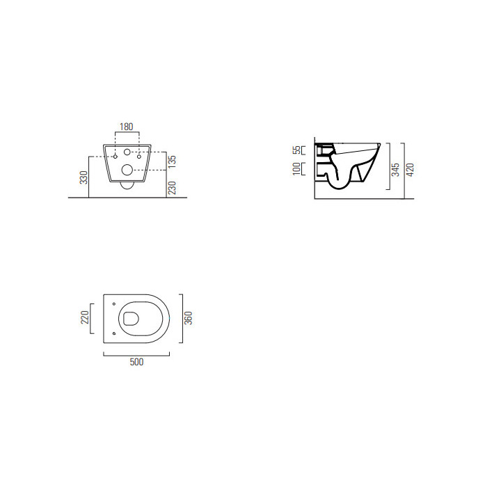 Miska Wc GSI Kube X - 36x50cm