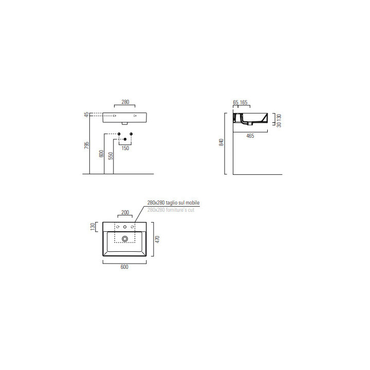 Umywalka GSI Kube X - 60x47cm