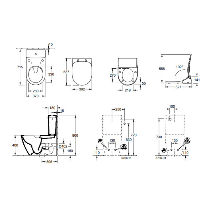 Villeroy & Boch Subway 2.0 Spłuczka, dopływ z boku albo z tyłu, Weiss Alpin CeramicPlus