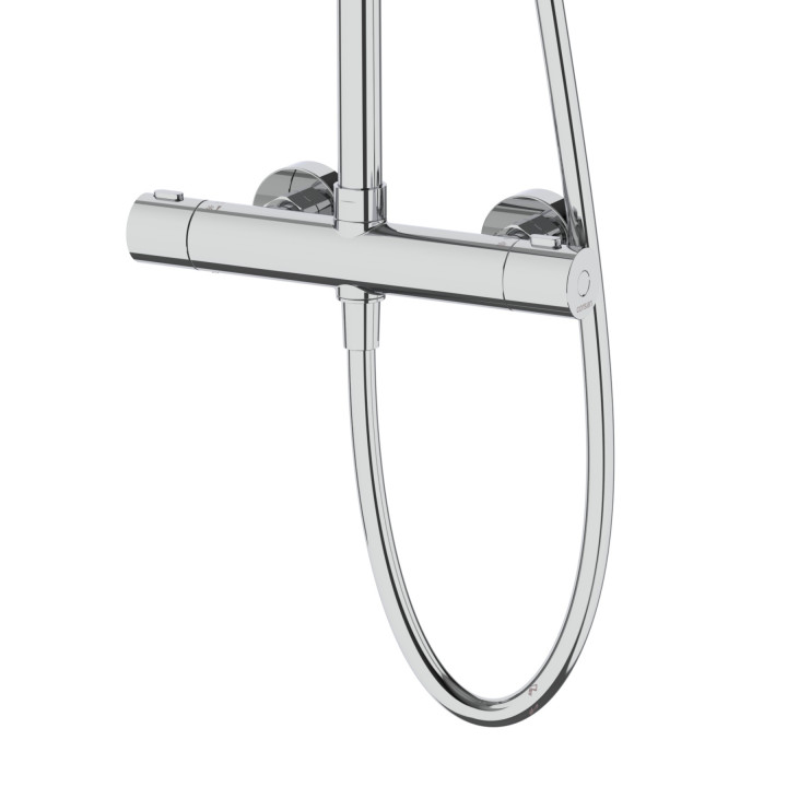 Natryskowa kolumna prysznicowa Corsan Lugo chrom okrągła deszczownica z baterią termostatyczną