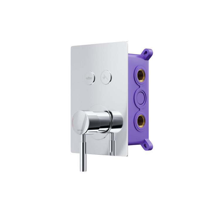 Prysznicowa bateria podtynkowa z przyciskami funkcyjnymi i boxem montażowym Corsan chrom