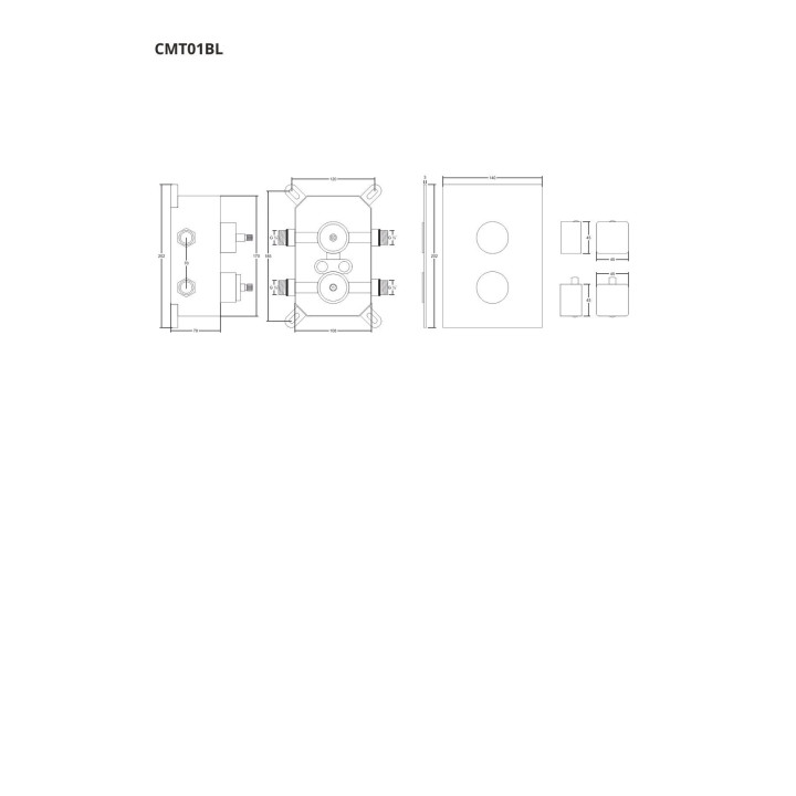 Prysznicowa bateria podtynkowa z boxem montażowym Corsan czarna z termostatem