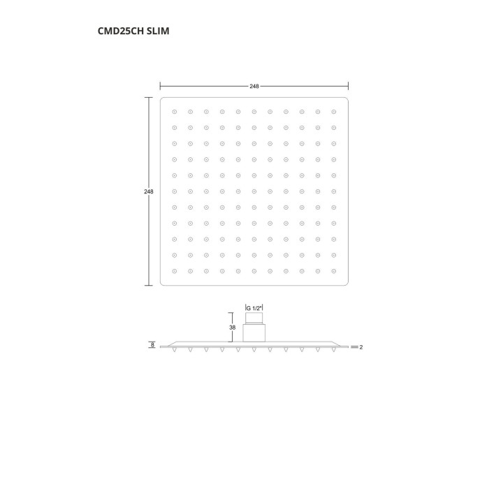 Deszczownica natryskowa Corsan stalowa kwadratowa 25 cm