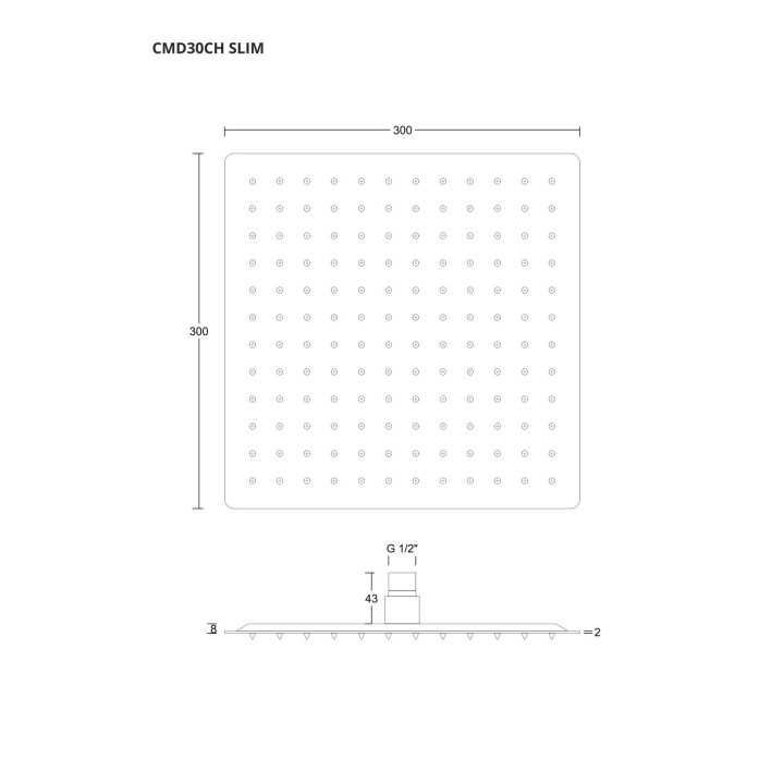 Deszczownica natryskowa Corsan stalowa kwadratowa 30 cm