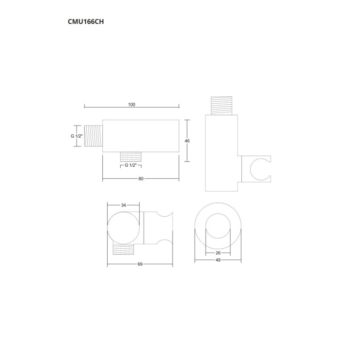 Uchwyt prysznicowy Corsan z przyłączem do słuchawki prysznicowej