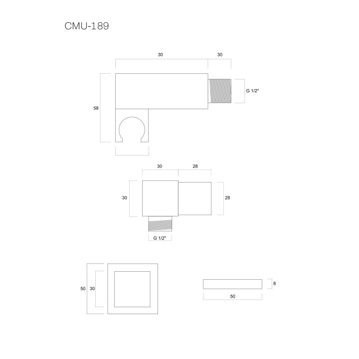 Uchwyt prysznicowy Corsan czarny z przyłączem do słuchawki prysznicowej