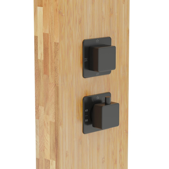 Panel prysznicowy Corsan Basti B-002TBL bambusowy z czarnym wykończeniem i termostatem