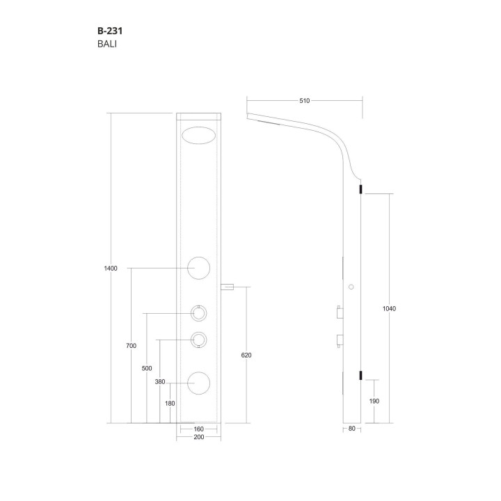 Panel prysznicowy Corsan Bali bambusowy czarny wykończeniem i termostatem