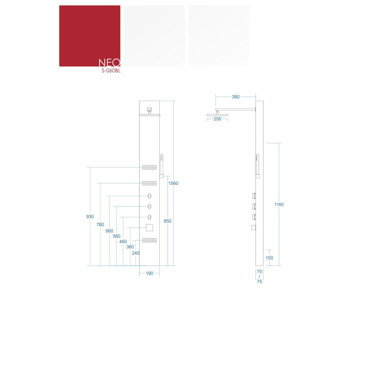 Panel prysznicowy Corsan Neo grafitowy