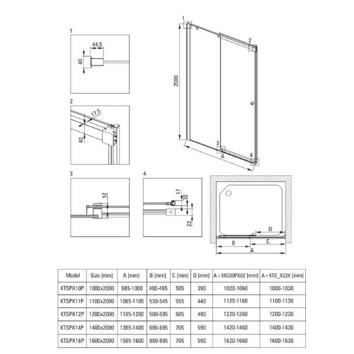 Drzwi prysznicowe Deante systemu Kerria Plus 100 cm, składane, szkło transparentne z powłoką Active Cover, profil chrom